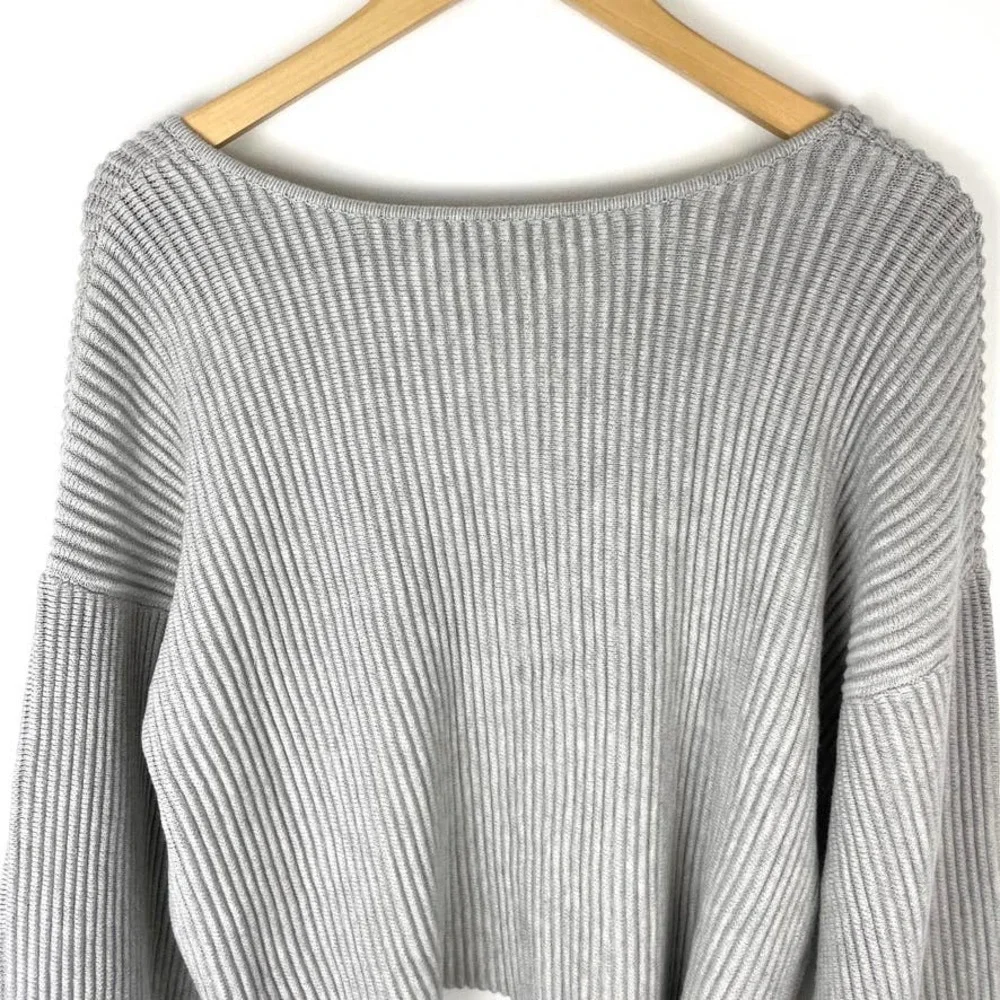 Lunya Cozy Cotton Silk Reversible Ribbed Pullover Sweater Mellow Grey Heather - Picture 11 of 15